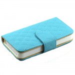 Wholesale iPhone 5C Quilted Flip Leather Wallet Case (Blue)